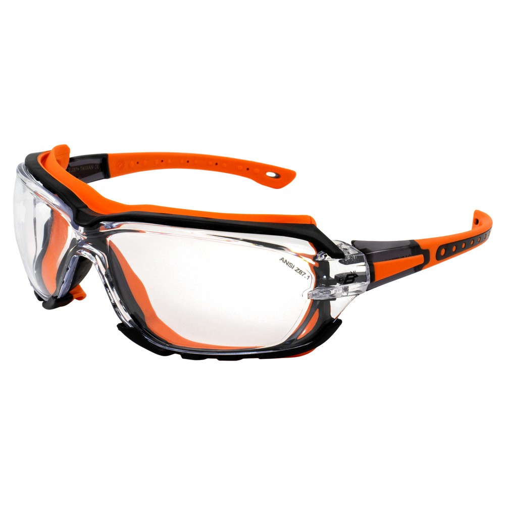 Birdz Eyewear Gasket Safety Padded Motorcycle Riding Glasses Orange w/Clear Lens