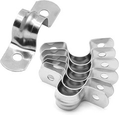 50 Pcs 3/4″ Stainless Steel Pipe Strap Clamps Two Hole Strap for Conduit Cables