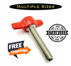 5/16″-24 Thumb Screw Bolts Fine Thread with Red Tee Wing Butterfly Clamping Knob