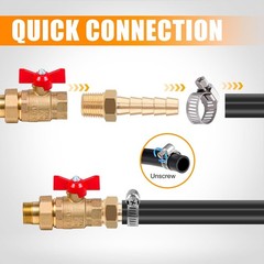 1/4″ Barb to 1/8 NPT Male Brass Hose Fitting Repair Kit with Clamps 15 Pack