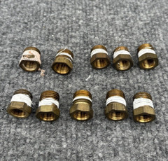 Lot of 10 – 1/4″ x 1/8″ NPT Brass Pipe Reducer Bushing Hex Used