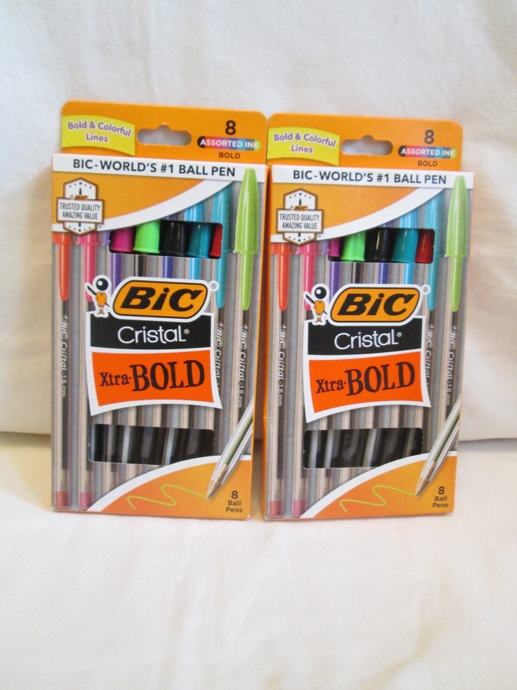 Bic Cristal Xtra Bold Ballpoint Pens 1.6mm 8 Assorted Colors – pack of 2