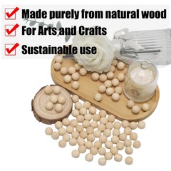 JAKOUE 100 PCS 1/2 inch (12mm) Wooden Balls, Small Unfinished Round