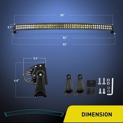 50 Inch Curved Led Light Bar 288W Combo Beam Off Road Spot Flood With Harness