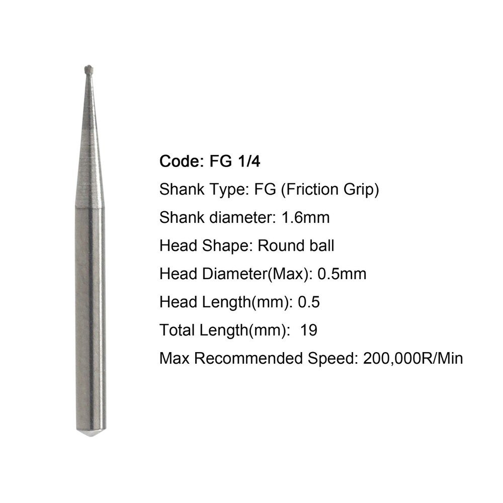 50pcs Dental Carbide Burs Round Friction Grip High Speed FG 245 330 2 4 6 8 557