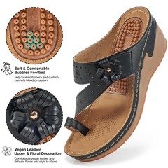 FUDYNMALC Womens Sandals Comfortable Dressy: Adjustable Strap Wedge Sandals 2…