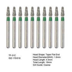 Dental Burs Diamond FG High Speed Round End Taper Ball Football Cylinder Coarse
