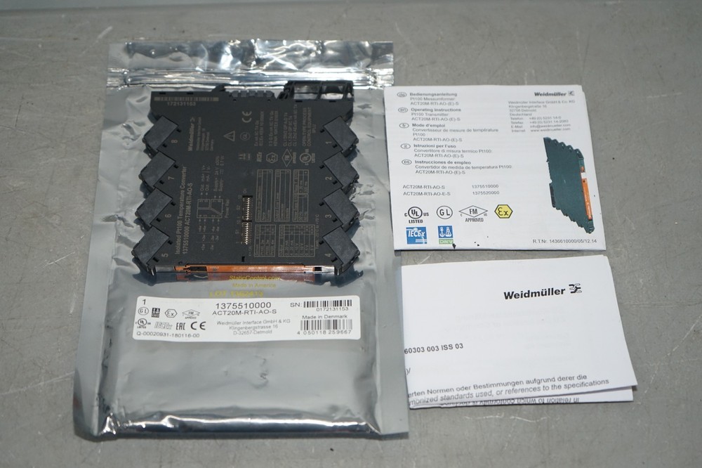 ^ Weidmüller ACT20M-RTI-AO-S Signal Isolator/Transmitter 1375510000 #X5193