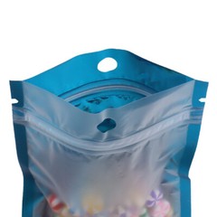 Flat Clear/Blue/Silver Mylar Zip Seal Bag Pouch with Hang Hole Variety QTY Sizes
