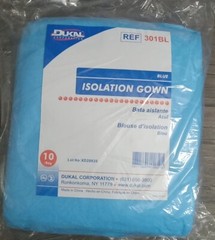 LOT OF 2 Dukal (REF 301BL) Disposable Blue Isolation Gown, 10 Count Each NEW