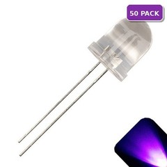 50 x LED 10mm UV / Purple Ultra Bright Round Top LEDs Light Lamp RC Car PC Mod