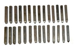 Mid-Century Young Bros 28-Piece Letter Metal Tool Steel Stamp Set 1/4″ USA