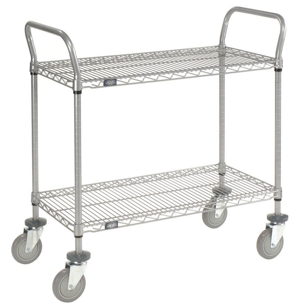 Nexel Utility Cart w/2 Shelves Poly Casters 1200 lb. Capacity 30″L x 18″W x