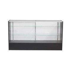 White Wood Full Vision 70-Inch Glass Display Showcase with Shelves