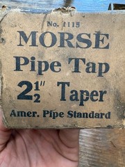 Vintage Morse Pipe Tap 2-1/2″ Taper No. 1115 Die American Standard Metalwork