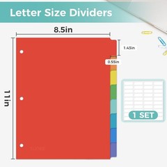 Bright Color Binder Dividers, 8 Tabs for 3 Ring Folder, Home Use