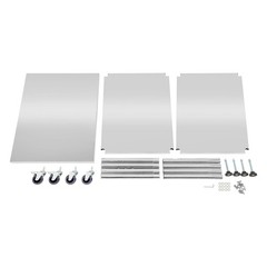 24x30x35 in Tool Bench 3 Tiers Garage Workbench, Silver Work Table With Casters
