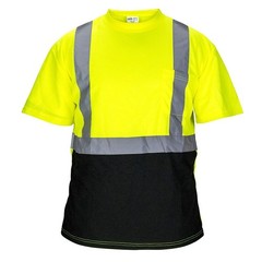 SAS SAFETY 690-1659 T-Shirt L Class 2 100 Polyester Reflective Black Bottom