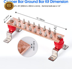 4 Pack Copper Ground Bar Kit 2x10in 16 Terminal Busbar SM40 Insulators 7.2KV