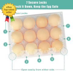 100 Pack Plastic Egg Cartons Clear 12 Grid Storage Boxes for Farm Market Use Pro
