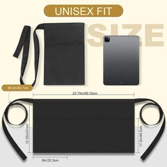 Black Server Aprons 2-Pack Adjustable Water Resistant Waist Half Pockets
