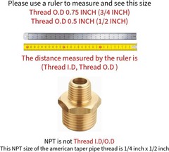 Brass Reducing Hex Nipple, 1/4 Inch NPT Male Pipe x 1/2 Inch NPT Male Pipe, T…
