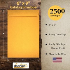 6″ x 9″ Premium Catalog (Open End) Envelope, Brown Kraft, 5(500/Box)