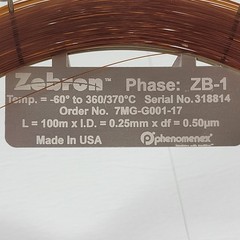 Phenomenex Zebron 7MG-G001-17 ZB-1 Phase Gas Chromatography Capillary Column GC