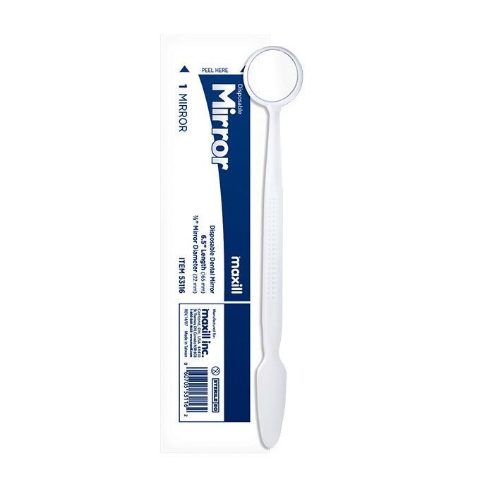 maxill Sterile Disposable Mirrors – White or Rainbow Assortment – Box of 100