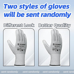12 Pairs A6/A7 (Send Randomly) Cut Resistant Work Gloves, CR7120, L | PU Coated,