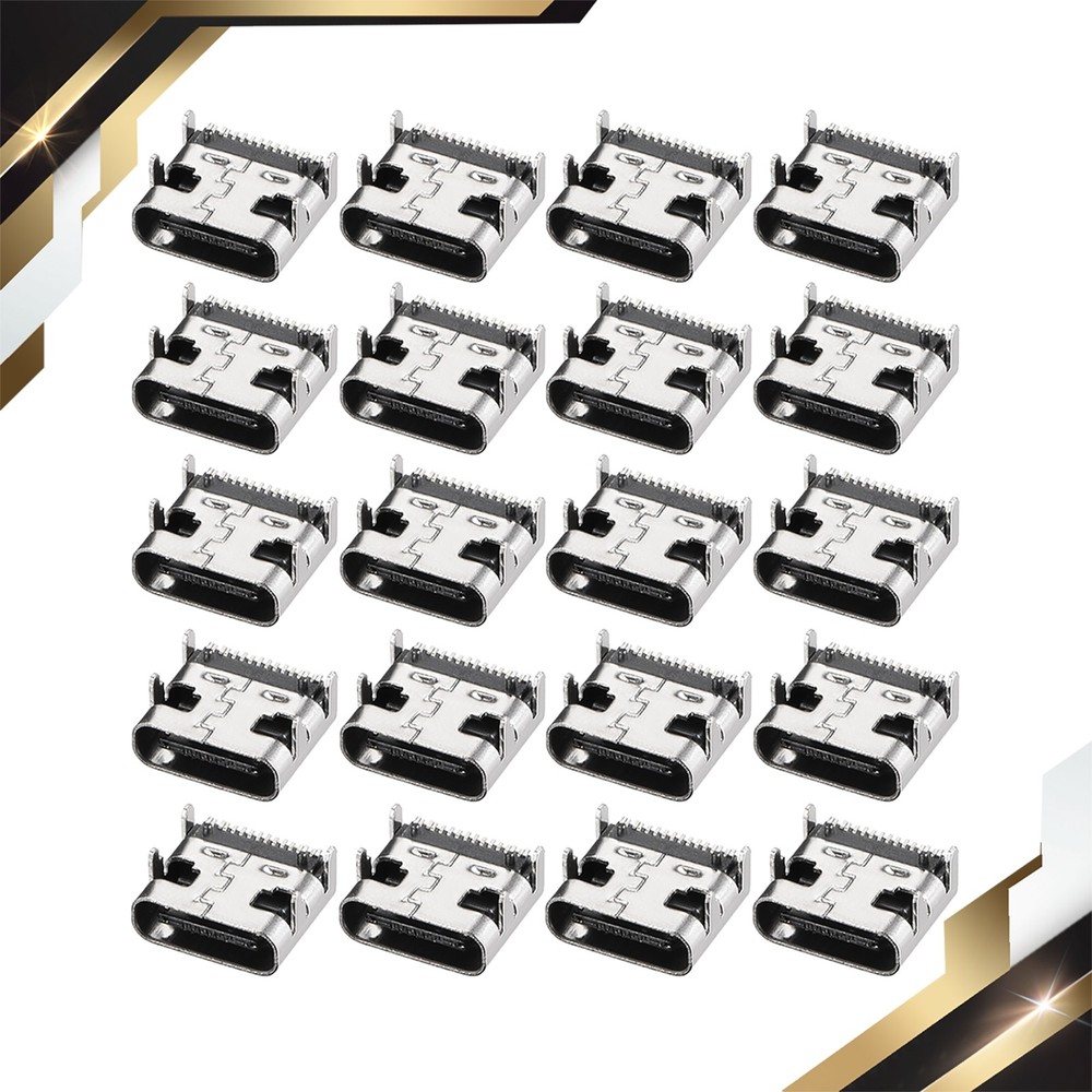 20Pack PCB USB Connector Type-C 3.1 16Pin Female Jack Fast Charging Socket