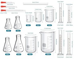 50/100/250/500/1000ml Lab Glassware Include Graduated Cylinder, Glass Beaker …