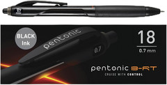 Pentonic BR-T Retractable Ballpoint Pens, 18 Count, Black Ink, 0.7 Mm Fine Point