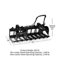 Titan Attachments HD 72in Skid Steer Root Grapple Bucket Attachment, 1/2in Thick