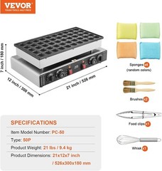 50PCS 1700W Commercial Electric Nonstick Waffle Maker Machine, 1.8 Inches Pan…
