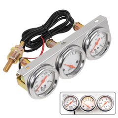 3 in1 52mm 2″ Chrome Car Triple Gauge Set Kit Water Temp Oil Pressure Volt Meter
