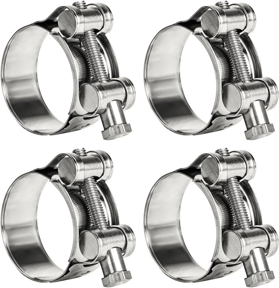 4Pcs T-Bolt Hose Clamps Stainless Steel Heavy Duty Adjustable Pipe Clamp 17-19mm