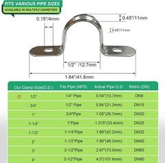 Durable 1/2″ Stainless Steel Pipe Clamps Set – 40pcs with 20 Installation Screws