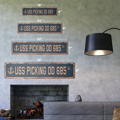 USS PICKING DD 685 Vintage Street Sign us navy ship veteran sailor rustic gift