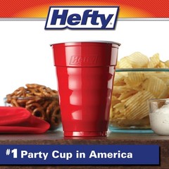 Hefty Party On Disposable Plastic Cups, 50 Count, 18 Oz 50 count, Red