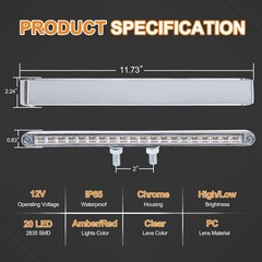 2Pcs 12″ Clear Lens Red/Amber LED Combo Dual Face Truck Semi Trailer Light Bars