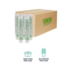 ECO PRODUCTS GreenStripe Clear Compostable 9oz PLA Plastic Cups, Case of 1000…