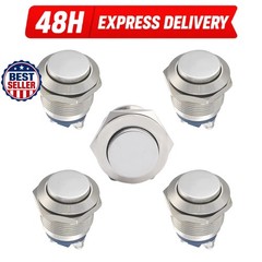 5pcs 19mm Momentary Push Button Switch IP65 Waterproof Copper Shell