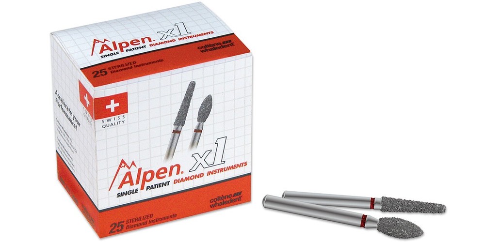 Coltene Dental Alpen X1 Diamond Round End Cylinder Medium 25/bx 885-012 X885M012