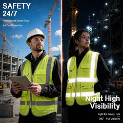Reflective Safety Vest for Men & Women High Visibility Class 2 Vest with Pockets