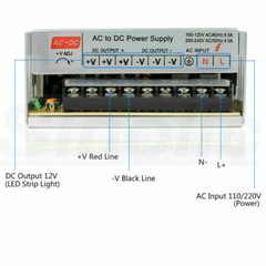 AC TO DC 12V 30A 360W Regulated Switching Mode Power Supply Converter Adapter