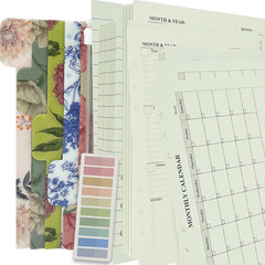 90+54+14 A5 Refill Paper with Undated Monthly Weekly Calendar Planner Inserts
