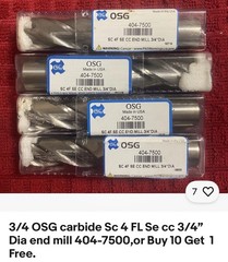 OSG 3/4 Carbide Endmill, 4 Flute, 2-1/2″ OAL, 404-7500
