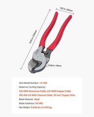 VEVOR High Leverage Cable Cutter 235 mm for 4/0 AWG Aluminum 2/0 AWG Copper