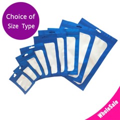 Multi-Size Matte Blue Mylar Flat Zip Lock Bag For Storage w/ Window&Hang Hole B5